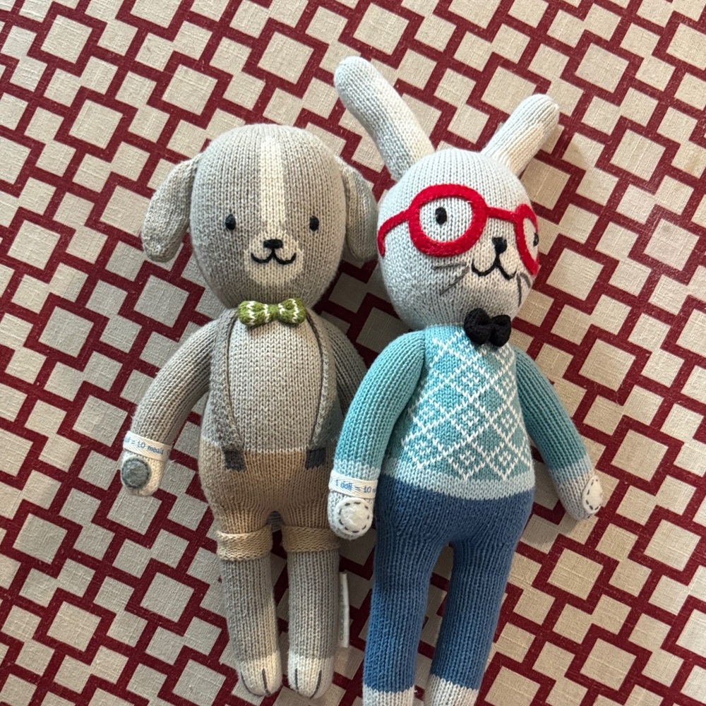 Gray and Blue Stuffed Animal Set